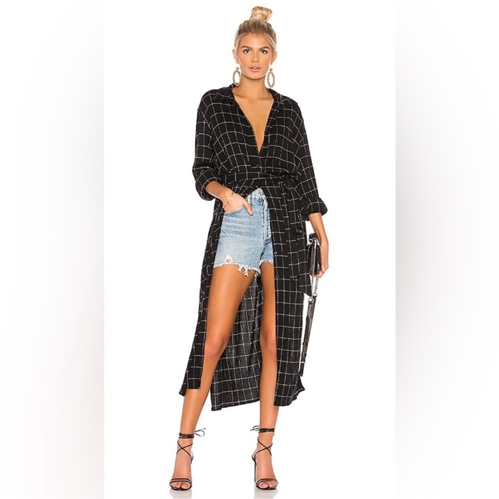 NWOT Revolve Sanctuary Jess Belted Button Down Maxi Shirt Dress Windowpane Small